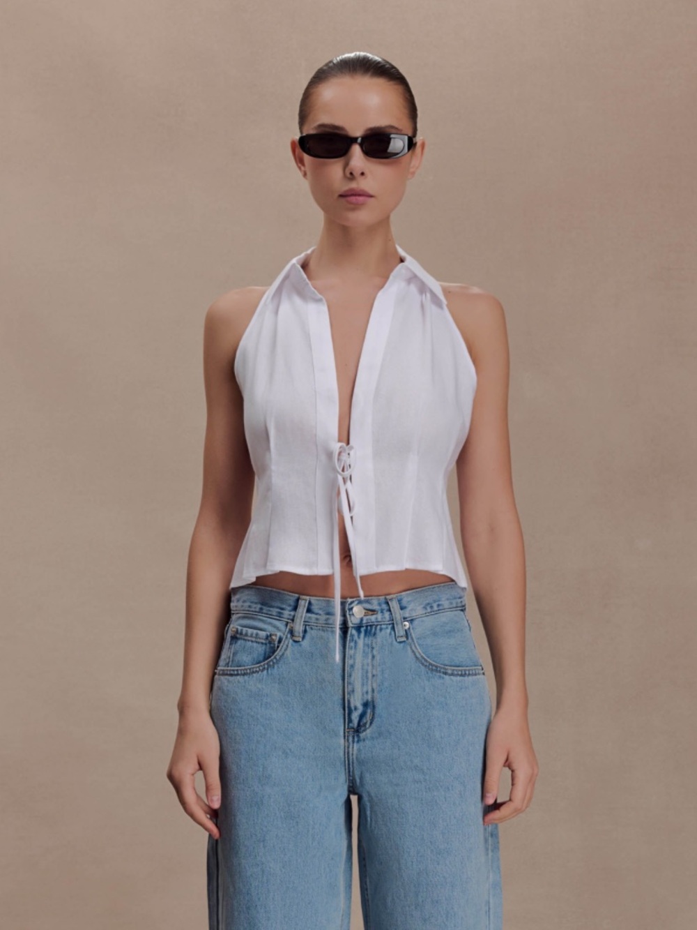 Meshki Scout White Linen Blouse/Top
